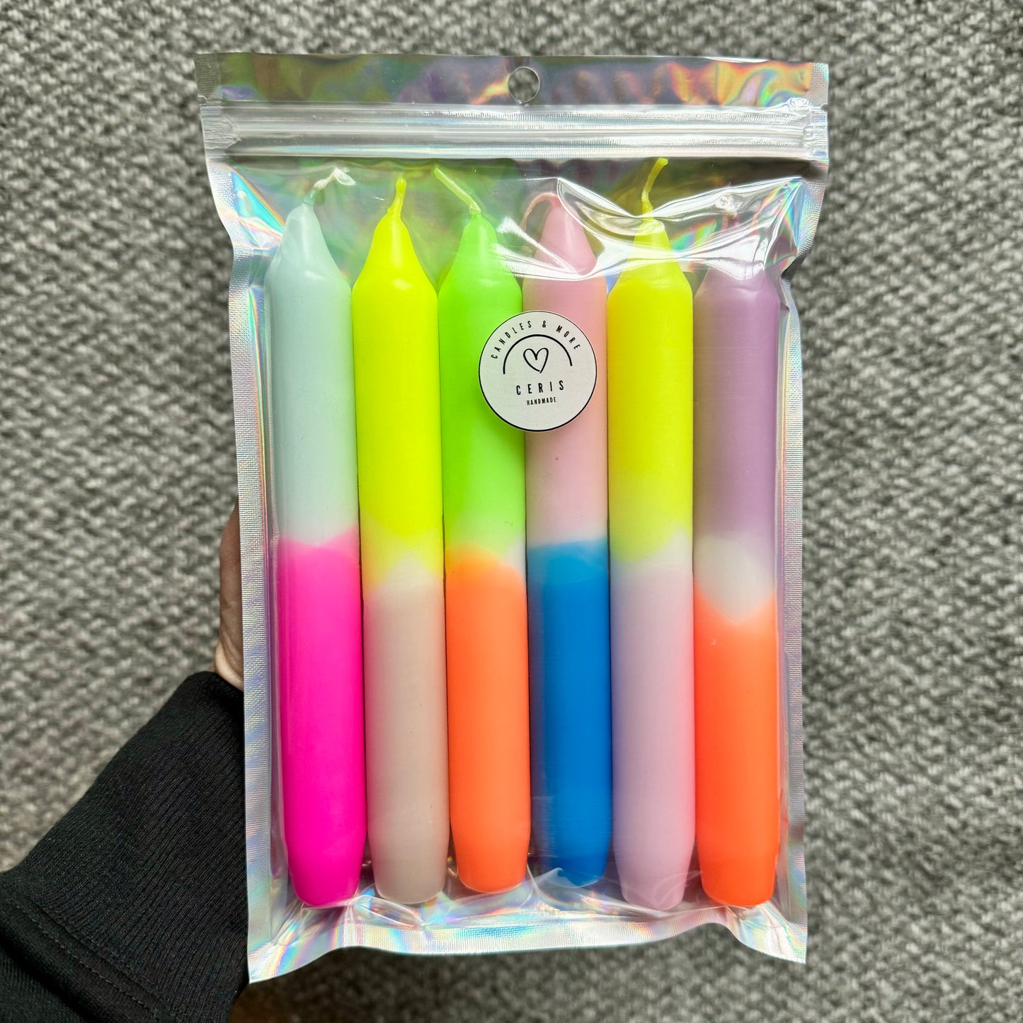 Handgefärbte Dip Dye Stabkerzen "Neon" | 6er SetCeris