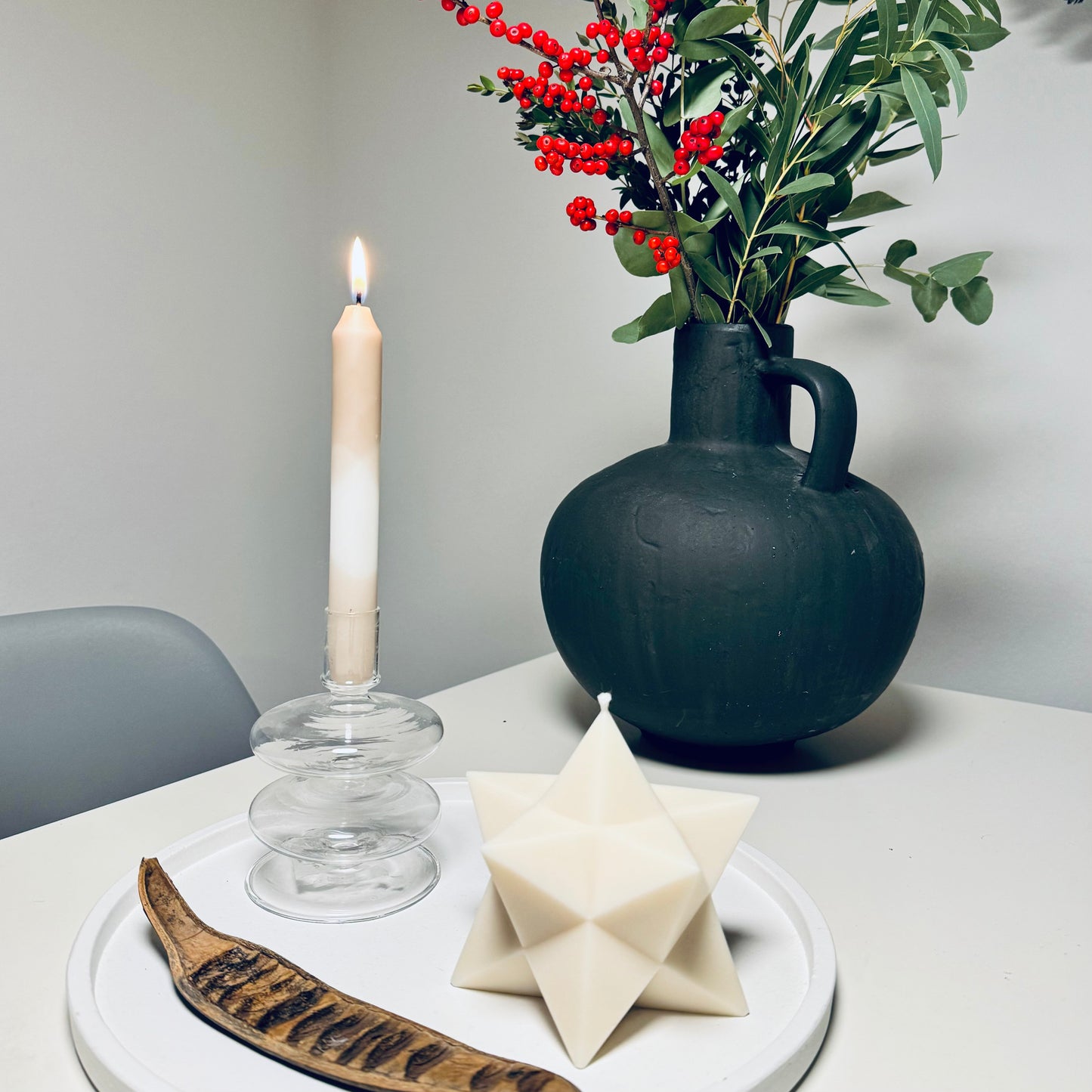 Handgemachte XL Kerze in Sternform aus RapswachsCeris