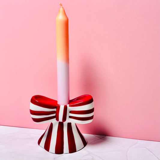Kerzenständer "Schleife" rot - weiß gestreiftCeris
