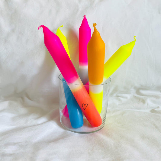 Handgefärbte Dip Dye Stabkerzen "Neon" | 6er SetCeris