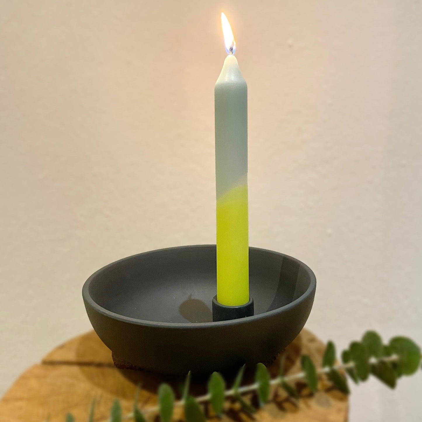 Handgefärbte Dip Dye Stabkerze | neon-gelb & mint