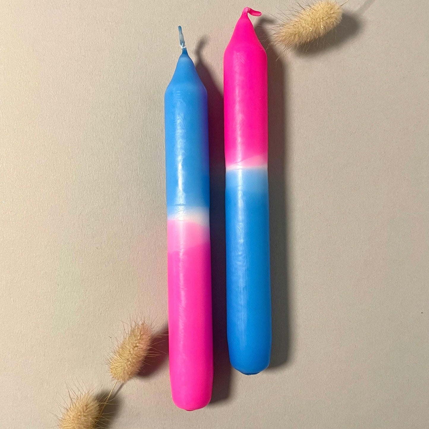 Handgefärbte Dip Dye Stabkerze | neon - pink & blauCeris