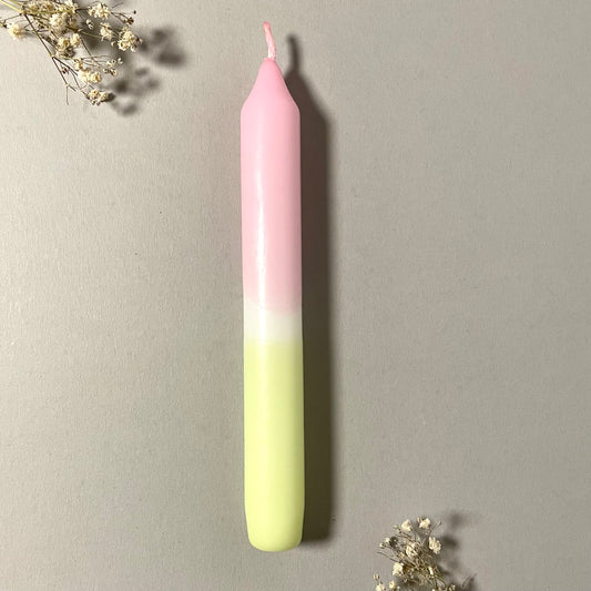 Dip Dye Stabkerze rosa und hellgrün Ceris