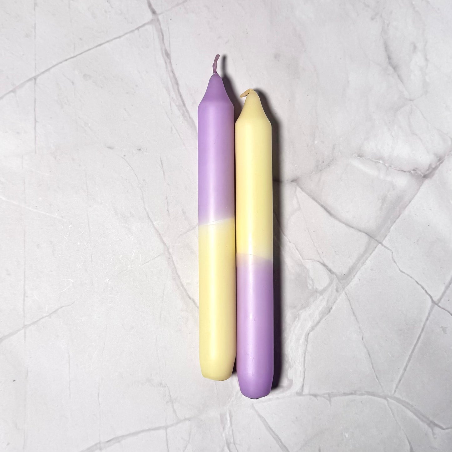 Dip Dye Stabkerze hellgelb flieder Ceris