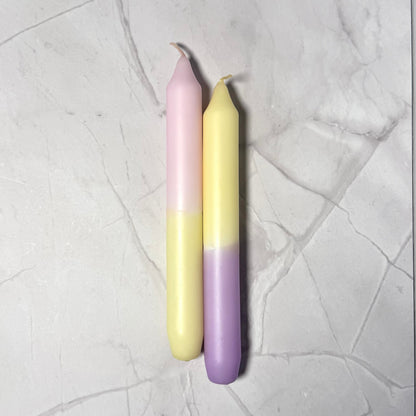 Handgefärbte Dip Dye Stabkerze | hellgelb & rosaCeris