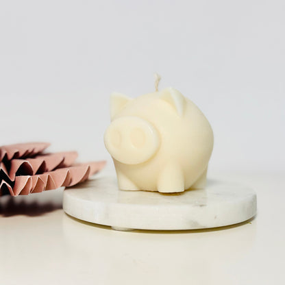 Handgemachte Schweinchen Kerze aus Rapswachs