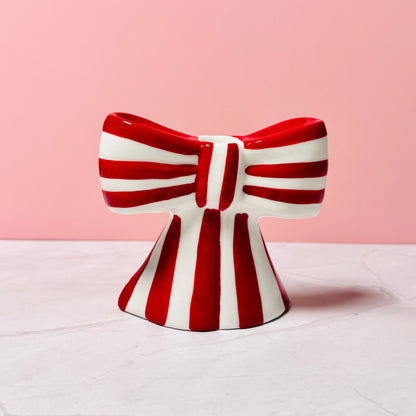 Kerzenständer "Schleife" rot - weiß gestreiftCeris