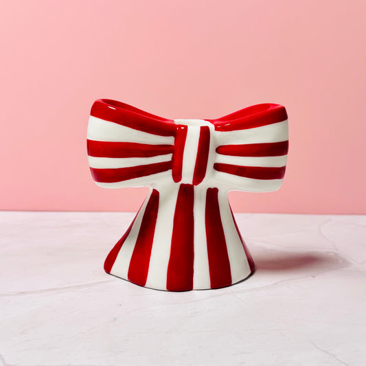 Kerzenständer "Schleife" rot - weiß gestreiftCeris