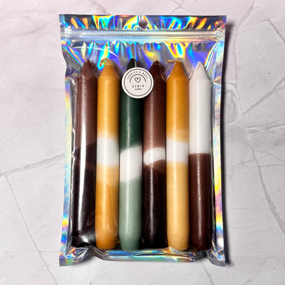 SALE: Handgefärbte Dip Dye Stabkerzen "Natur" | 6er SetCeris