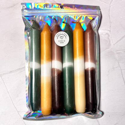 SALE: Handgefärbte Dip Dye Stabkerzen "Natur" | 6er SetCeris