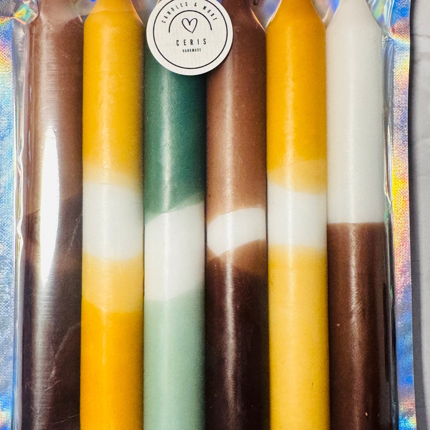 SALE: Handgefärbte Dip Dye Stabkerzen "Natur" | 6er SetCeris