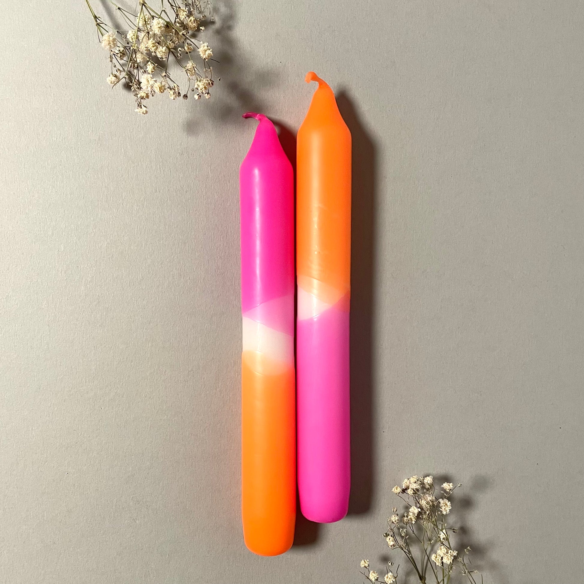 Stabkerze in neonpink & neonorange Ceris