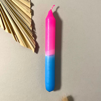 Handgefärbte Dip Dye Stabkerze | neon - pink & blauCeris