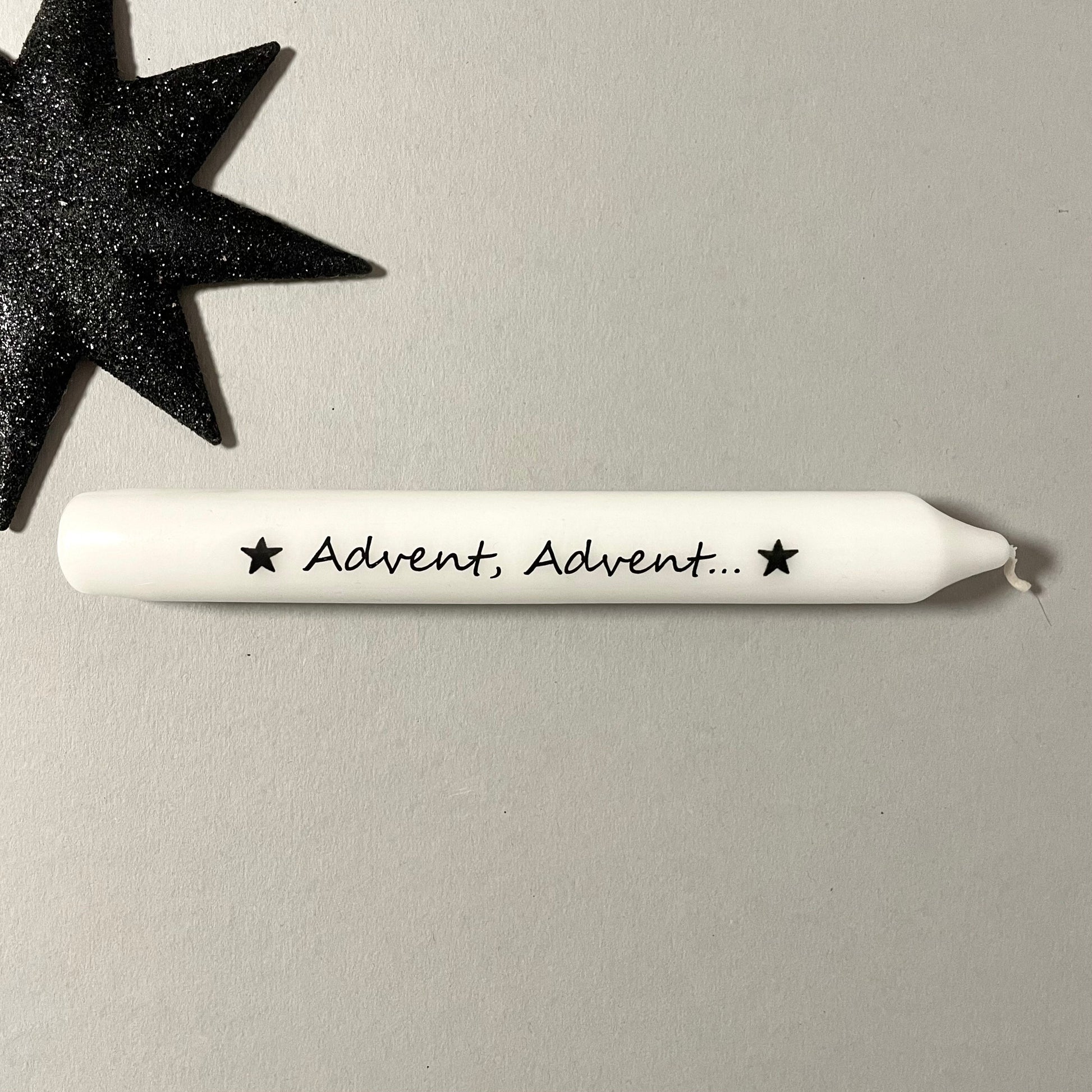 Weiße Spruchkerzen "Advent, Advent"